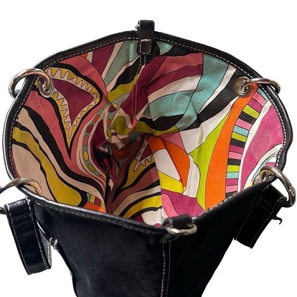 Psychedelic Abstract Tote Bag Black, Pink & Yellow reversible to black - Picture 5 of 11